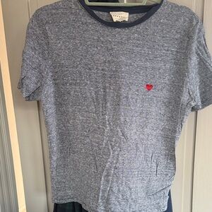 Sezane Navy and Red heart women’s tee